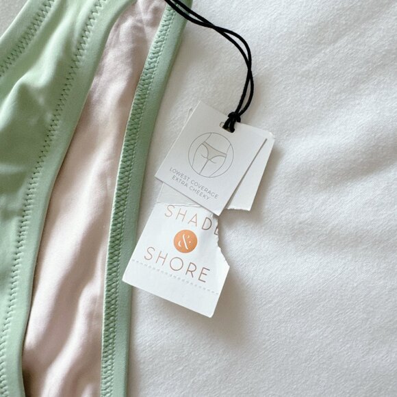 Shade & Shore NWT Sage green lowest coverage extra cheeky bikini bottoms… - Picture 11 of 11